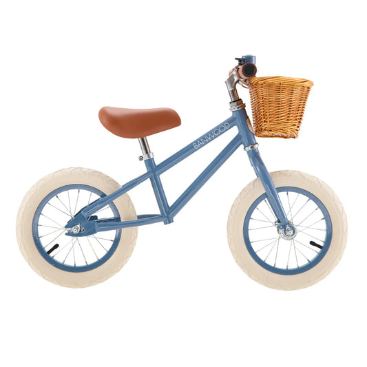 Zils bērnu skrejritenis ar grozu, Balance Bike First Go, Blue, Banwood