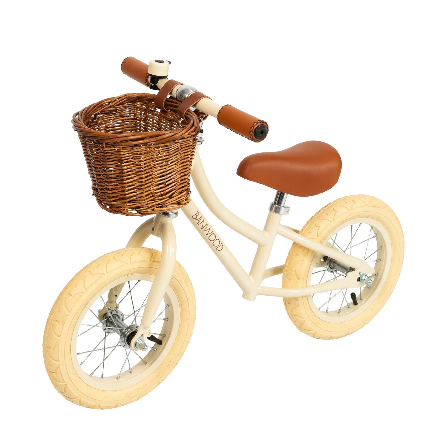 Children's scooter with basket, Balance Bike First Go, Cream White, Banwood