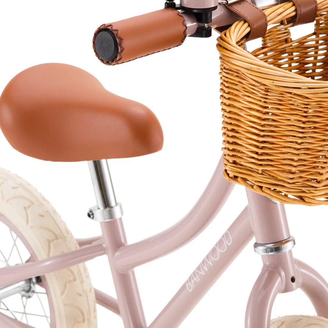 Gaiši rozā bērnu skrejritenis ar grozu, Balance Bike First Go, Dustypink, Banwood