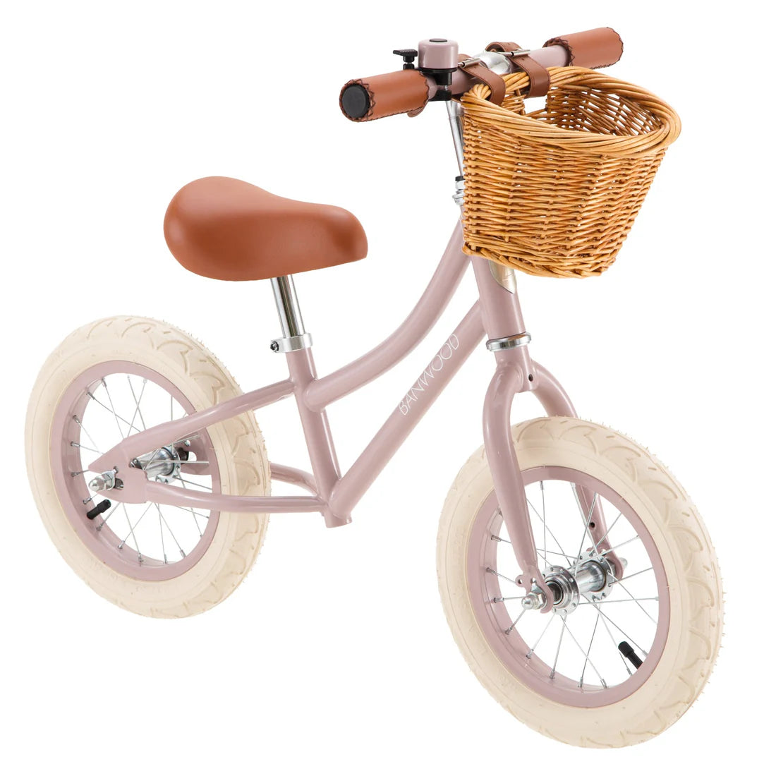 Gaiši rozā bērnu skrejritenis ar grozu, Balance Bike First Go, Dustypink, Banwood