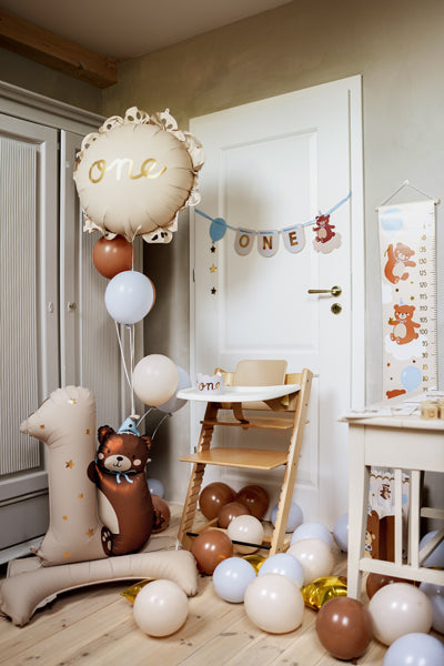 Liels balons cipars 1, lācītis, brīvi stāvošs, 81cm - nav nepieciešams hēlijs, FB235