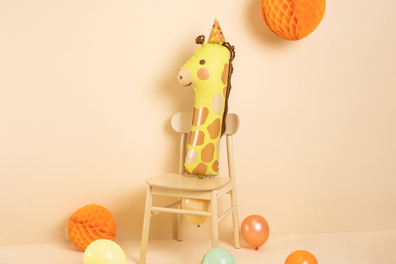 Liels balons cipars 1, dzīvnieks - žirafe, pildāms ar hēliju