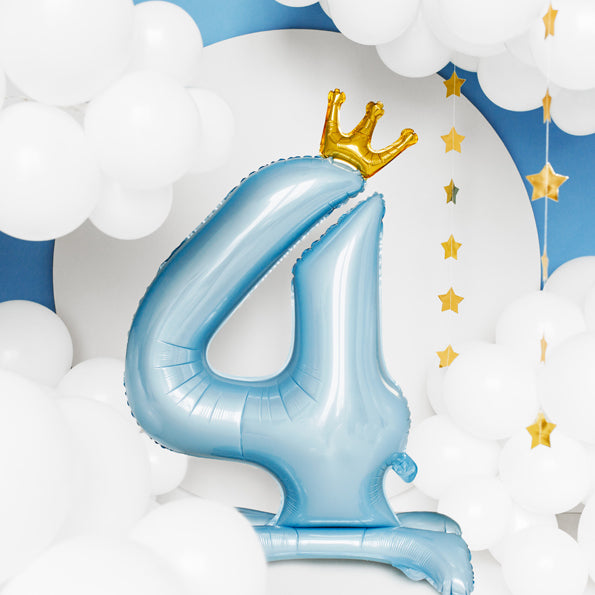 Liels balons cipars 4, zils, brīvi stāvošs - nav nepieciešams hēlijs