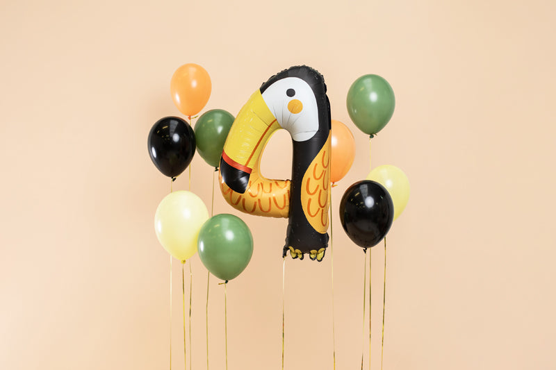 Liels balons cipars 4, dzīvnieks - tukāns, pildāms ar hēliju