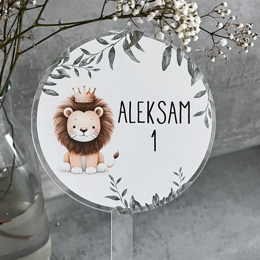 Lauviņa - personalizēts bērna dzimšanas dienas kūkas dekors - toperis