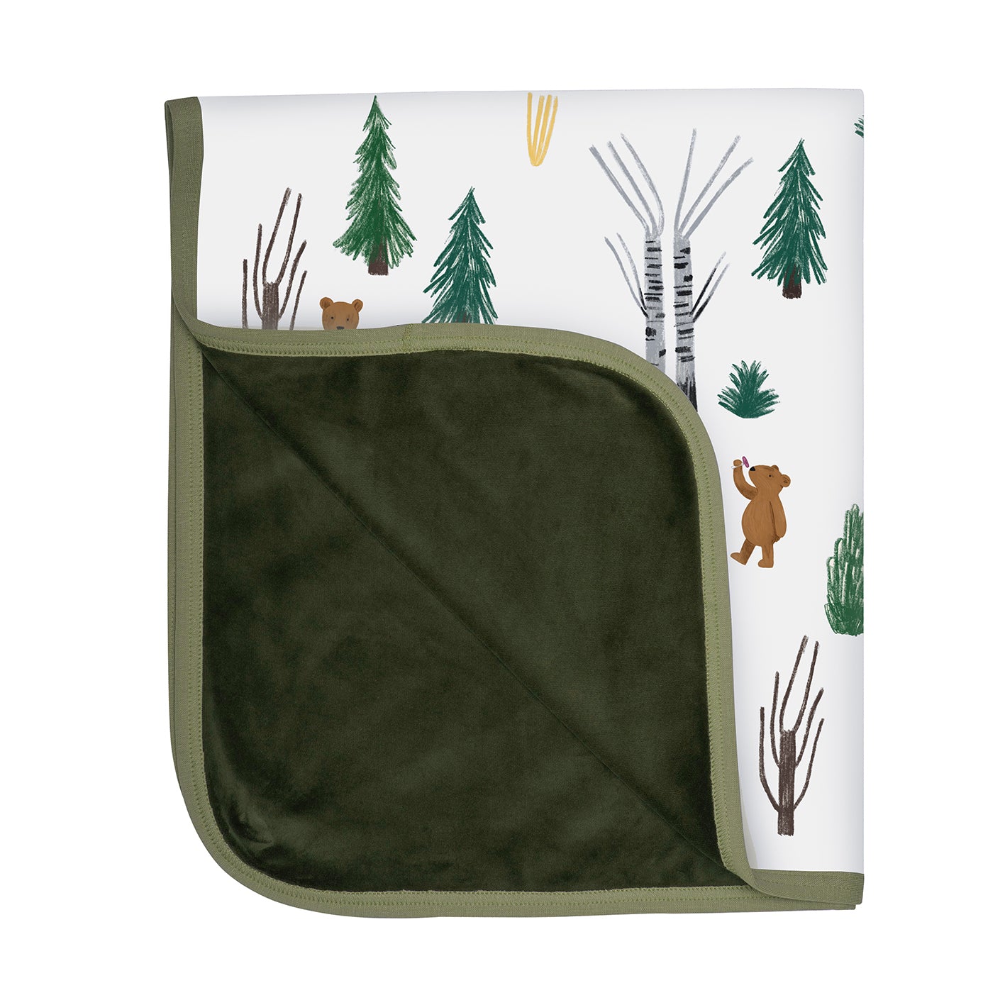Velūra bērnu sedziņa, Kombu Green, zaļa, 75x85cm, Wooly Organic, Baby Blanket, V-62-0-108.116