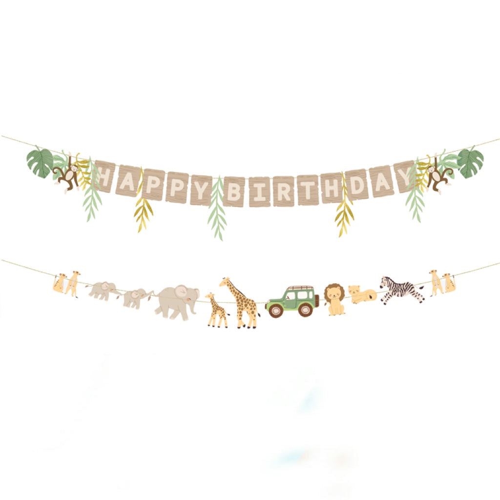 Dzimšanas dienas virtene - Happy Birthday Banner Safari, 180cm, Party Deco,  GRL132