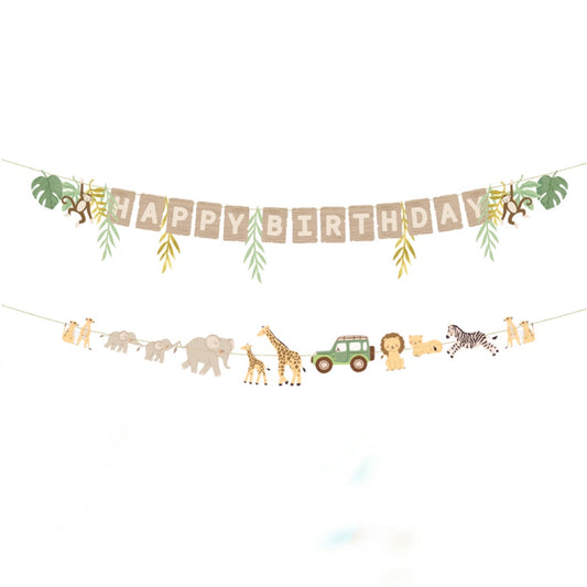 Dzimšanas dienas virtene - Happy Birthday Banner Safari, 180cm, Party Deco,  GRL132