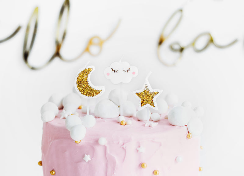 Dzimšanas dienas kūkas svecītes - mākonīši un zvaigznītes, Birthday Cake Candles, Little Star, SCS-5
