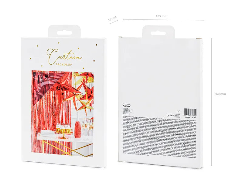 Folija aizkari fotosienai "Lietutiņš" Party Curtain, sarkans, 90x250cm, CRT-007