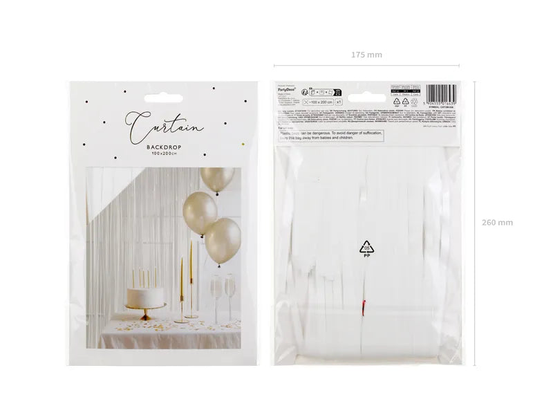 Folijos užuolaidos foto sienai „Lietus“, vakarėlio užuolaida, balta, 100 x 200 cm