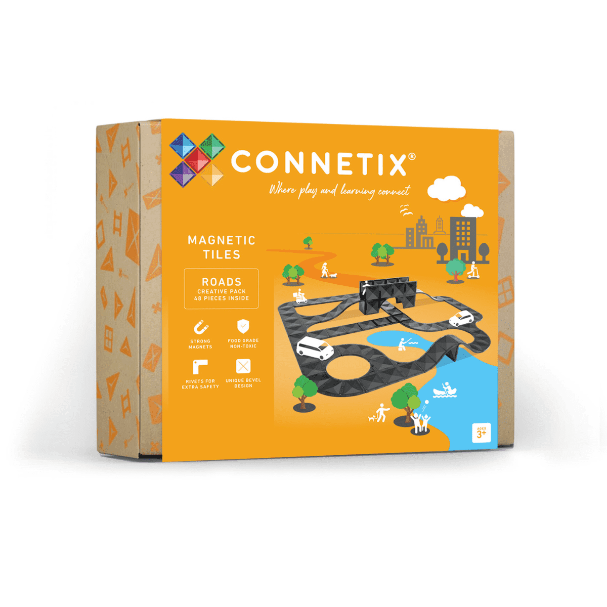 Magnētiskais konstruktors Ceļi, Creative Roads Pack, 48 gab, Connetix, CT-O-00048-CR