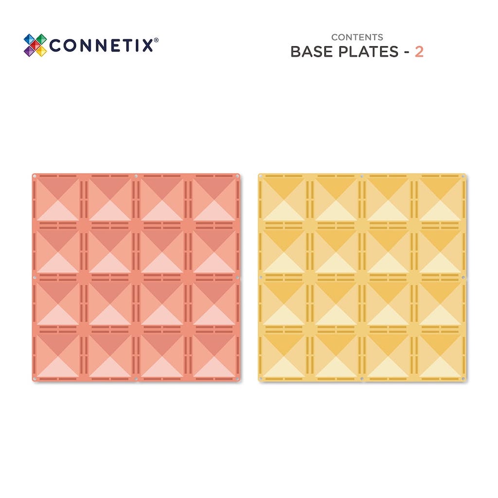 Magnētiskais konstruktors - pamatnes - Pastel Lemon & Peach Base Plates, 2 gab, CT-P-LP002-BP