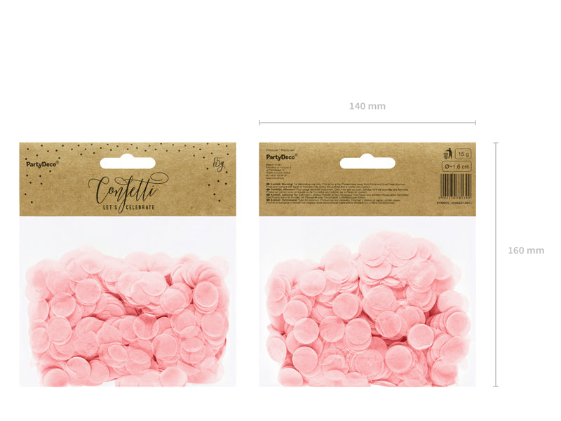 Konfetti apīši no papīra - Party Deco Confetti Circles, light pink 
