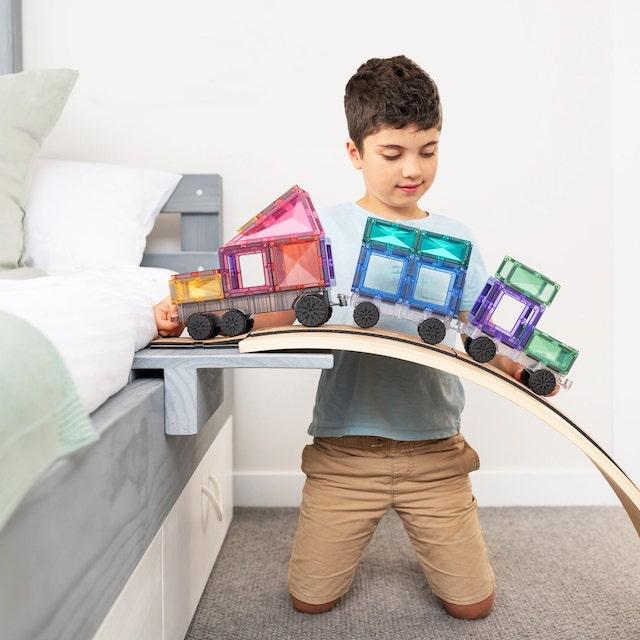 Magnētiskie klucīši flīzes, konstruktors - Pastel Transport Pack, 50 gab, Connetix Magnetic Tiles
