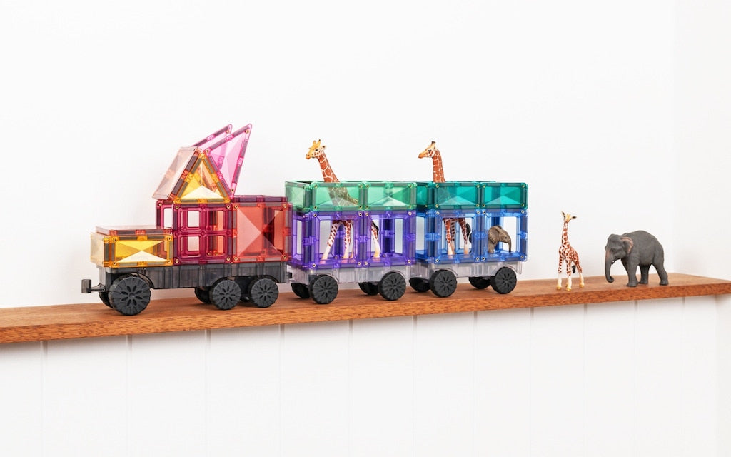 Magnētiskie klucīši flīzes, konstruktors - Pastel Transport Pack, 50 gab, Connetix Magnetic Tiles

