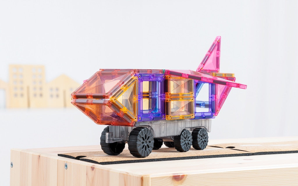 Magnētiskie klucīši flīzes, konstruktors - Pastel Transport Pack, 50 gab, Connetix Magnetic Tiles
