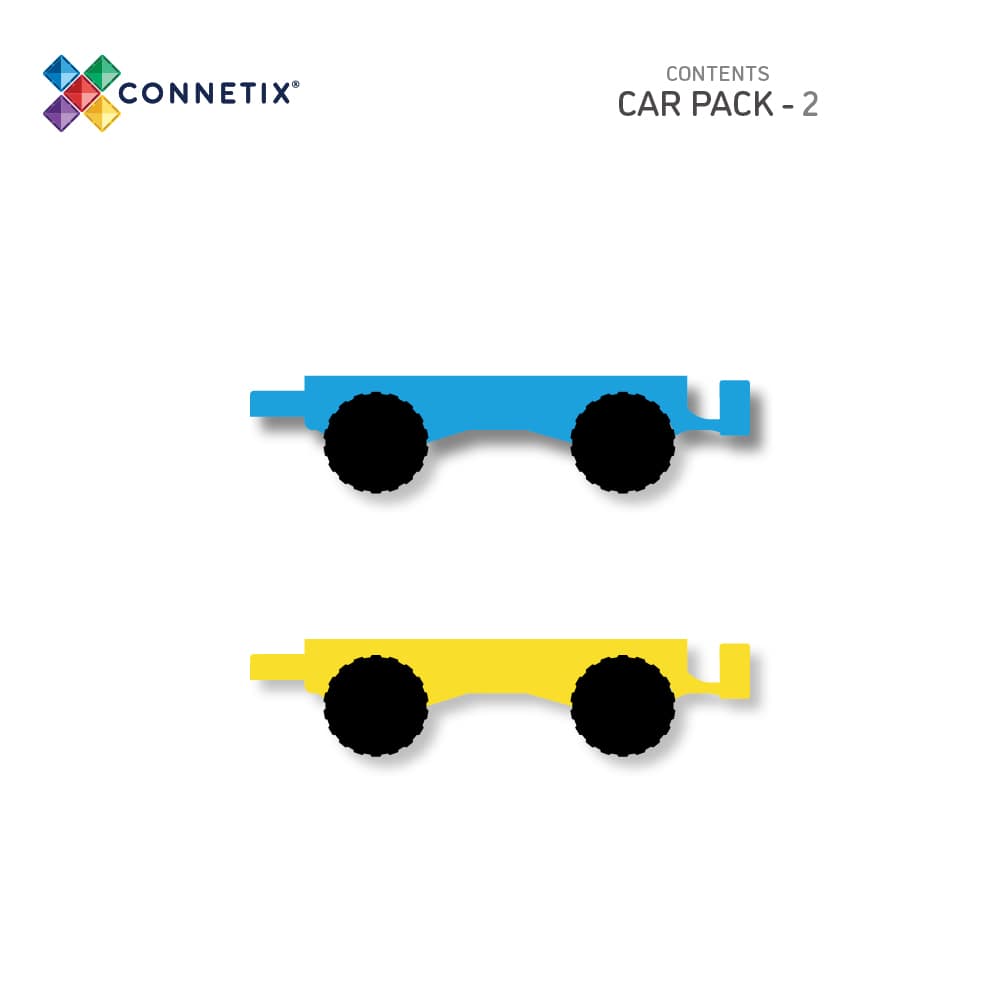 Magnētisko klucīšu auto pamatnes - Rainbow Car Pack, 2 gab, Connetix, CT-R-00002