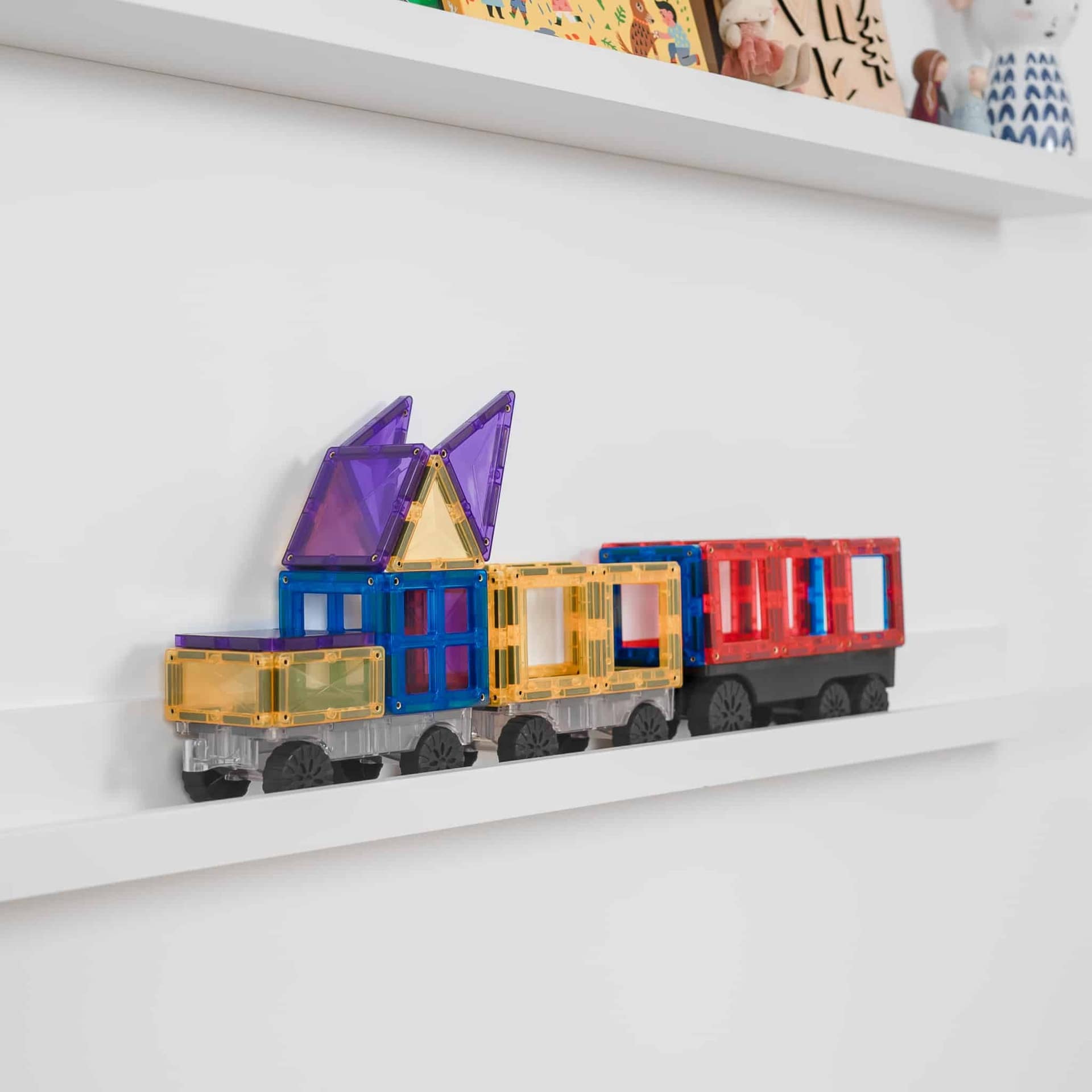 Magnētiskie klucīši flīzes, konstruktors - Rainbow Transport Pack, 50 gab, Connetix Magnetic Tiles