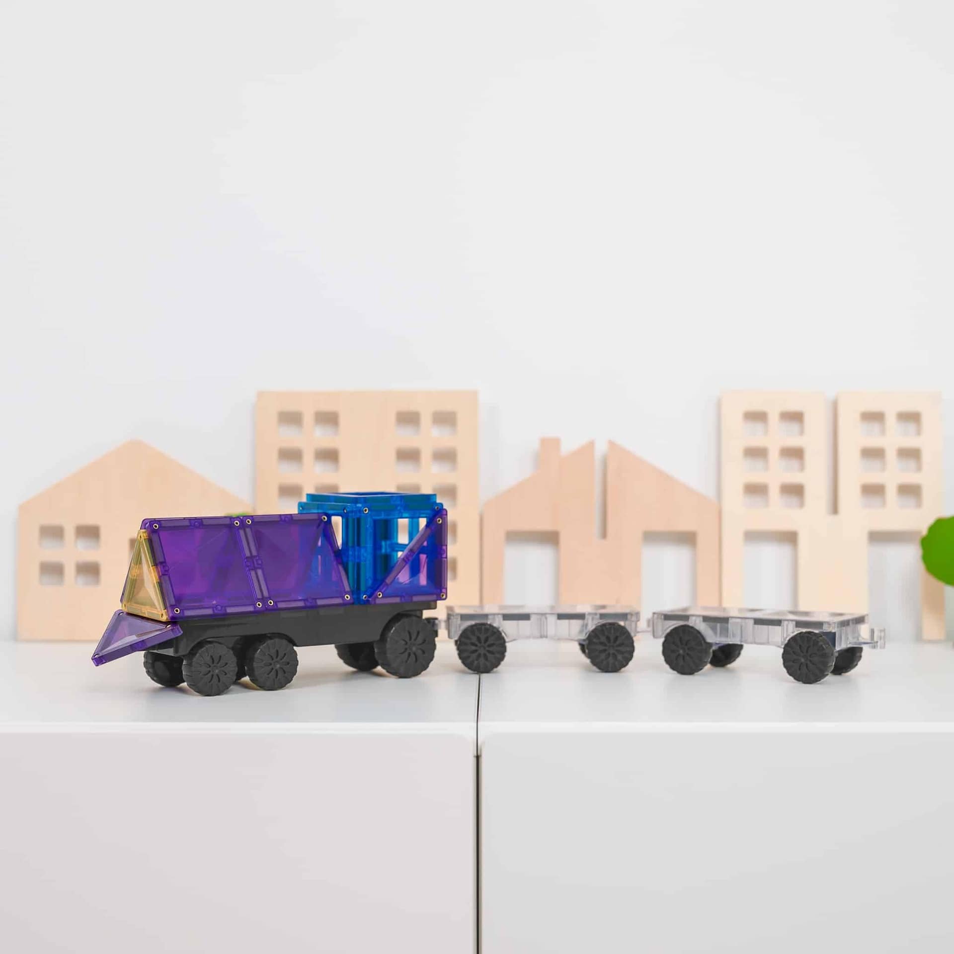 Magnētiskie klucīši flīzes, konstruktors - Rainbow Transport Pack, 50 gab, Connetix Magnetic Tiles