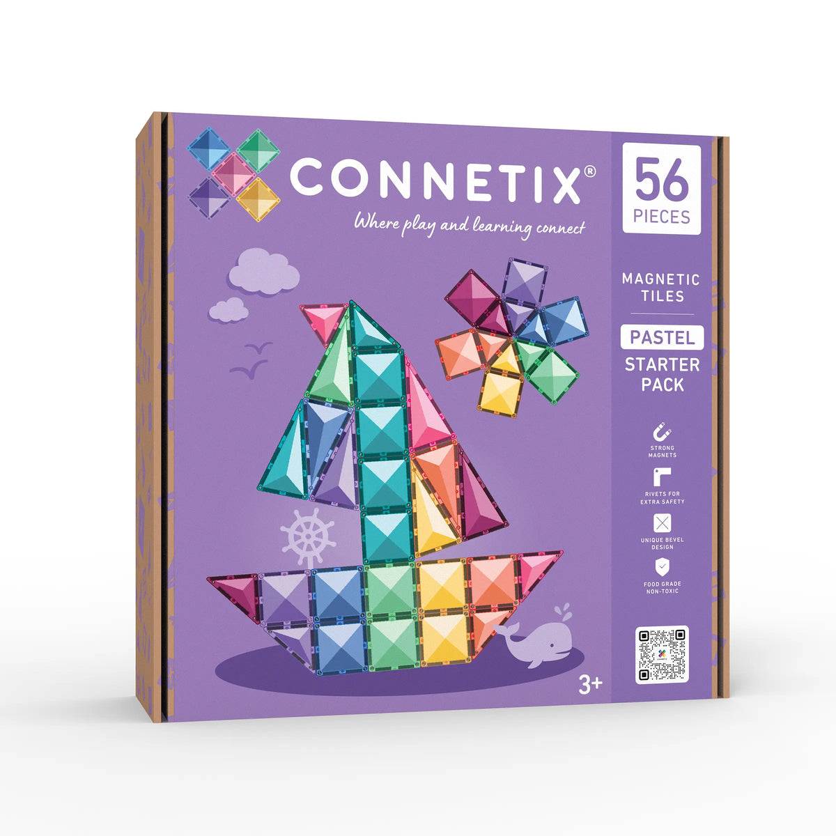 Connetix Magnētiskais konstruktors - Pastel Starter Pack, 56 gab, CT-P-00056-ST