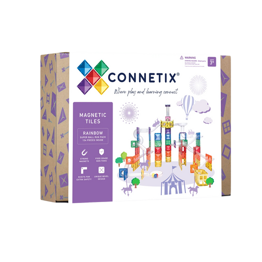 Magnētiskais konstruktors - bumbu trase, Super Ball Run Rainbow Expansion Set, 134 gab, Connetix, CT-R-00134-BR