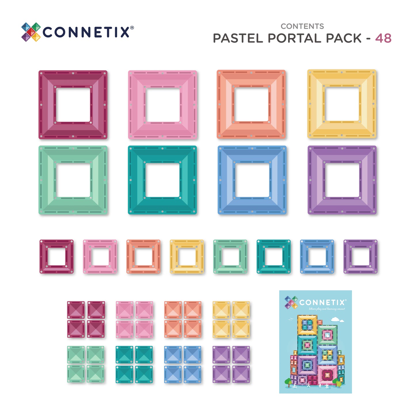 Magnētiskais konstruktors - Pastel Portal Pack, 48 gab, Connetix