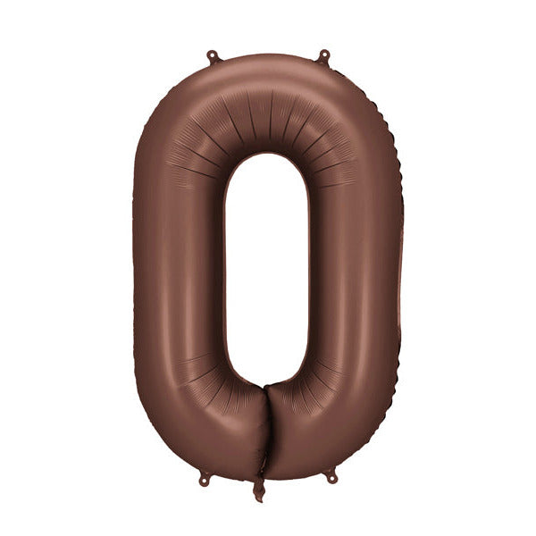 Liels balons cipars 0, brūns, pildāms ar hēliju vai gaisu, 86cm, FB1S-0-494