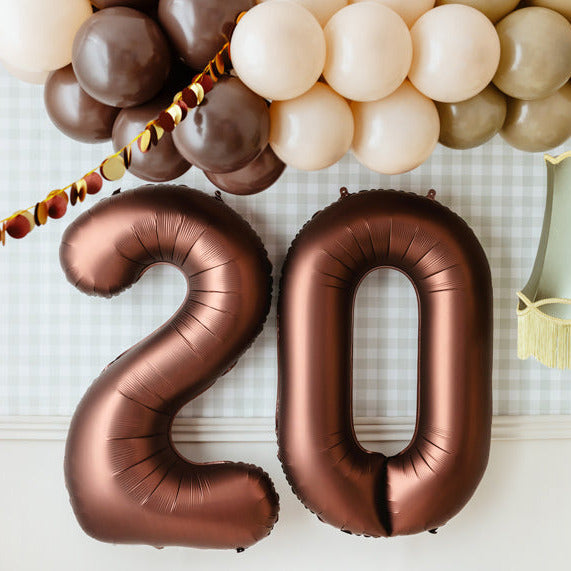 Liels balons cipars 2, brūns, pildāms ar hēliju vai gaisu, 86cm, FB1S-2-494
