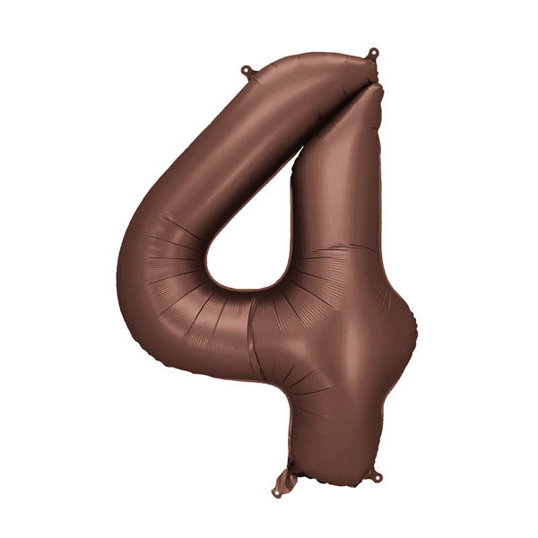 Liels balons cipars 4, brūns, pildāms ar hēliju vai gaisu, 86cm, FB1S-4-494