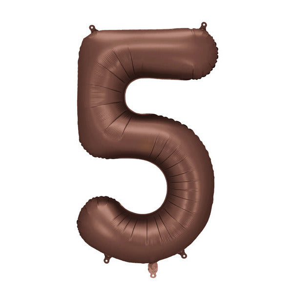 Liels balons cipars 5, brūns, pildāms ar hēliju vai gaisu, 86cm, FB1S-5-494