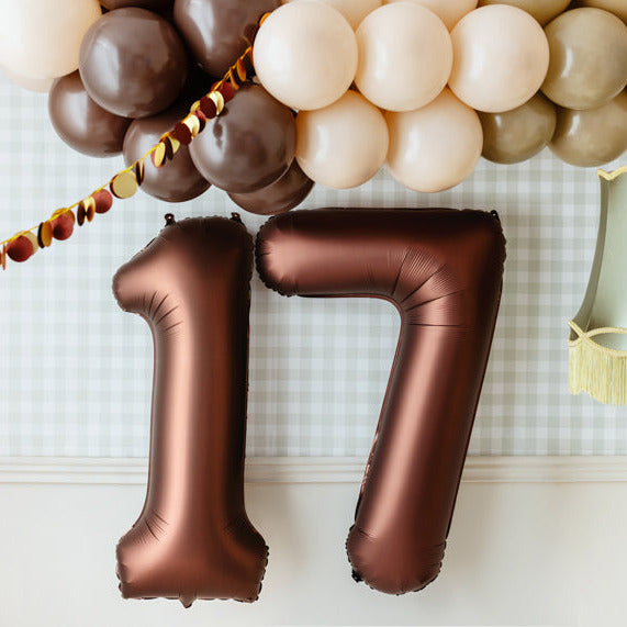 Liels balons cipars 7, brūns, pildāms ar hēliju vai gaisu, 86cm, FB1S-7-494