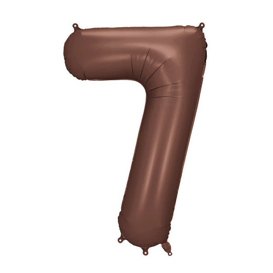 Liels balons cipars 7, brūns, pildāms ar hēliju vai gaisu, 86cm, FB1S-7-494
