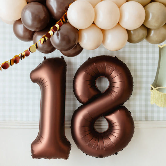 Liels balons cipars 8, brūns, pildāms ar hēliju vai gaisu, 86cm, FB1S-8-494
