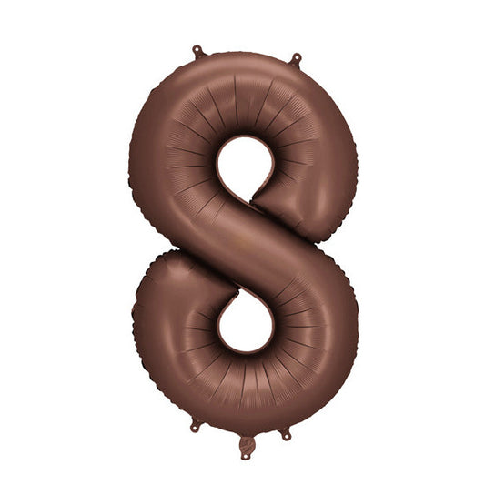 Liels balons cipars 8, brūns, pildāms ar hēliju vai gaisu, 86cm, FB1S-8-494