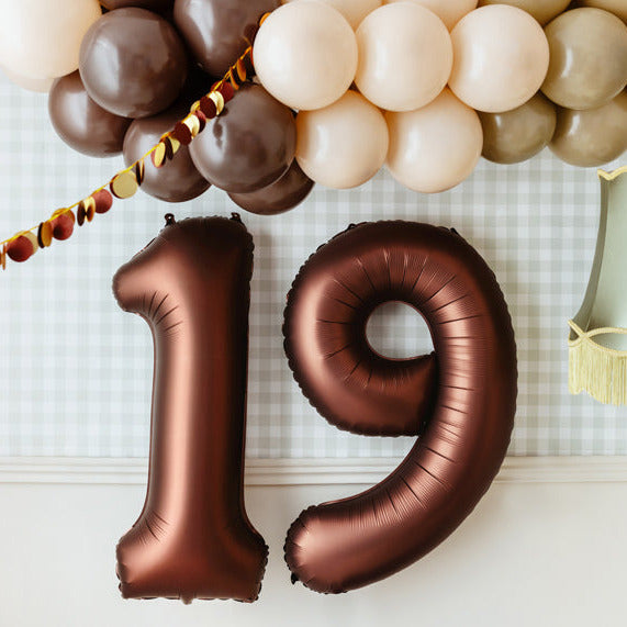 Liels balons cipars 9, brūns, pildāms ar hēliju vai gaisu, 86cm, FB1S-9-494