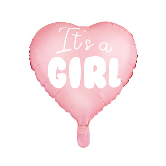 Folija balons "It's a girl", rozā - pildīts ar hēliju, Foil Balloon Heart, 45cm, FB21P-081J