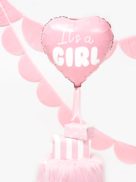 Folija balons "It's a girl", rozā - pildīts ar hēliju, Foil Balloon Heart, 45cm, FB21P-081J