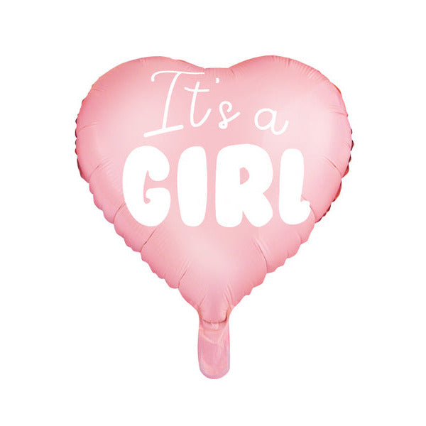 Folija balons "It's a girl", rozā - pildāms ar gaisu vai hēliju, Foil Balloon Heart, 45cm, FB21P-081J