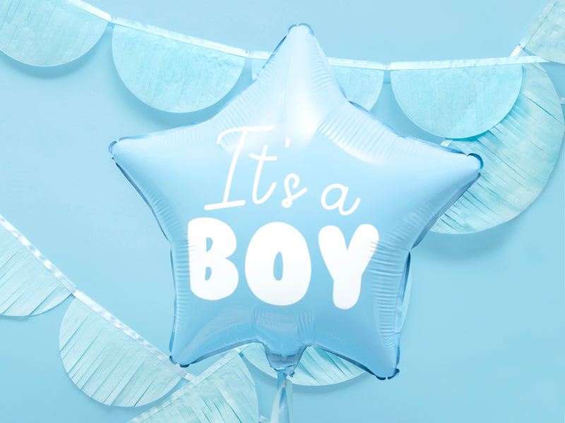 Folija balons "It's a boy", zils - pildāms ar gaisu vai hēliju, Foil Balloon Heart, 45cm, FB22P-001J