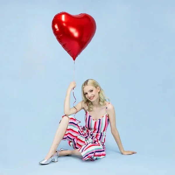 Sirds - folija balons, sarkans, pildāms ar gaisu vai hēliju, 61cm