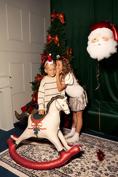 Folija balons Ziemassvētku Šūpuļzirgs - Christmas Rocking Horse, brīvi stāvošs, 118x104cm, FB309