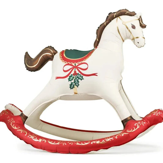 Folija balons Ziemassvētku Šūpuļzirgs - Christmas Rocking Horse, brīvi stāvošs, 118x104cm, FB309