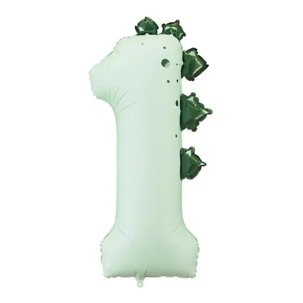 Liels balons cipars 1, dzīvnieks - dinozaurs - pildīts ar hēliju, 92cm, FB315-1