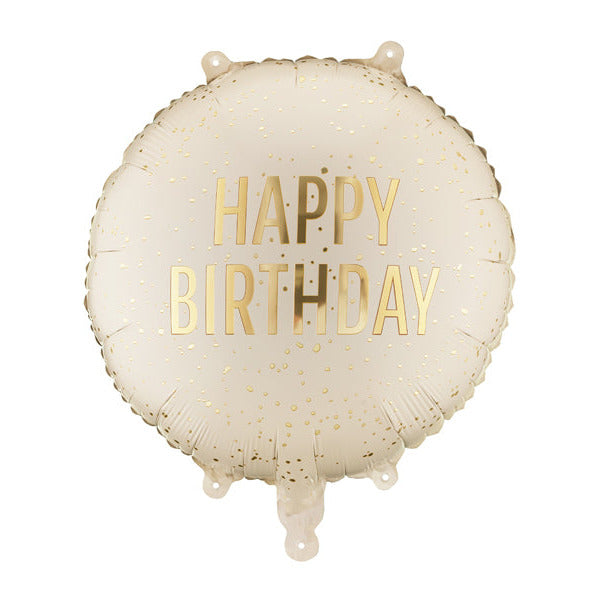 Apaļš folija balons Happy Birthday - pildāms ar gaisu vai hēliju, 35cm, FB353-079