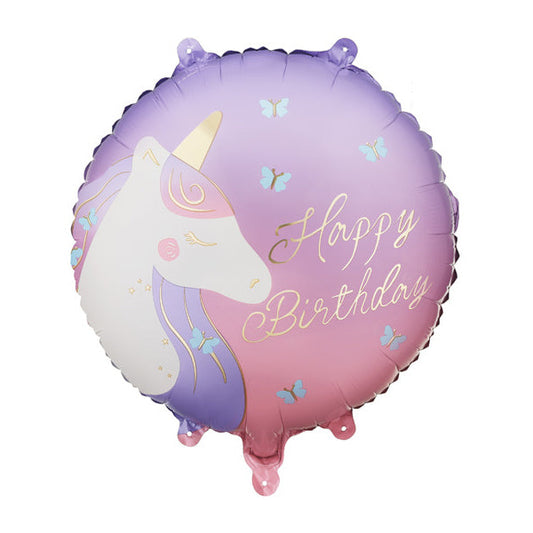 Apaļš folija balons Vienradzis, Happy Birthday - pildīts ar hēliju, 35cm
Artikuls: FB354
