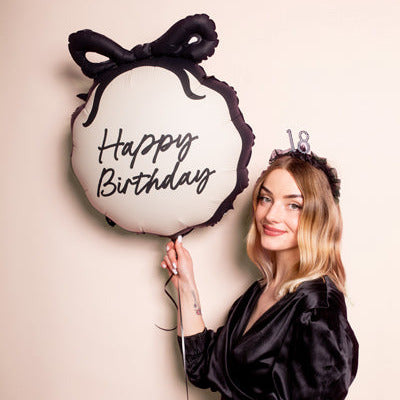 Folija balons ar banti Happy Birthday Balloon, 47.5x45 cm, Party Deco, FB392