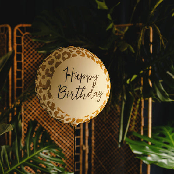 Folija balons Happy Birthday Leopard Balloon, 35cm, Party Deco, FB393
