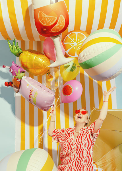 Folija balons Striped ball Balloon, 75cm, Party Deco, FB418