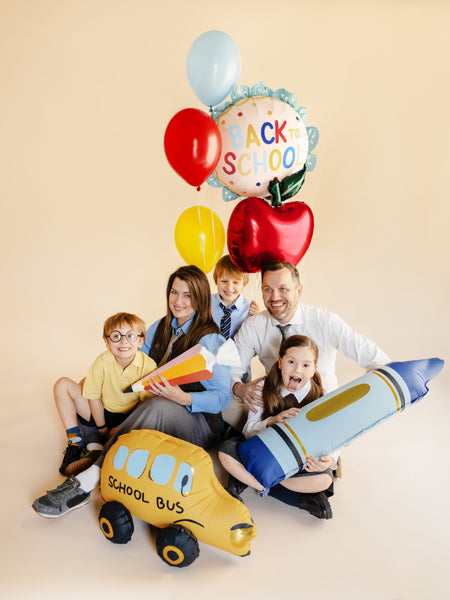 Apaļš folija balons 'Atpakaļ uz skolu' - Back to School, pildāms ar gaisu vai hēliju, 52x52cm, FB435